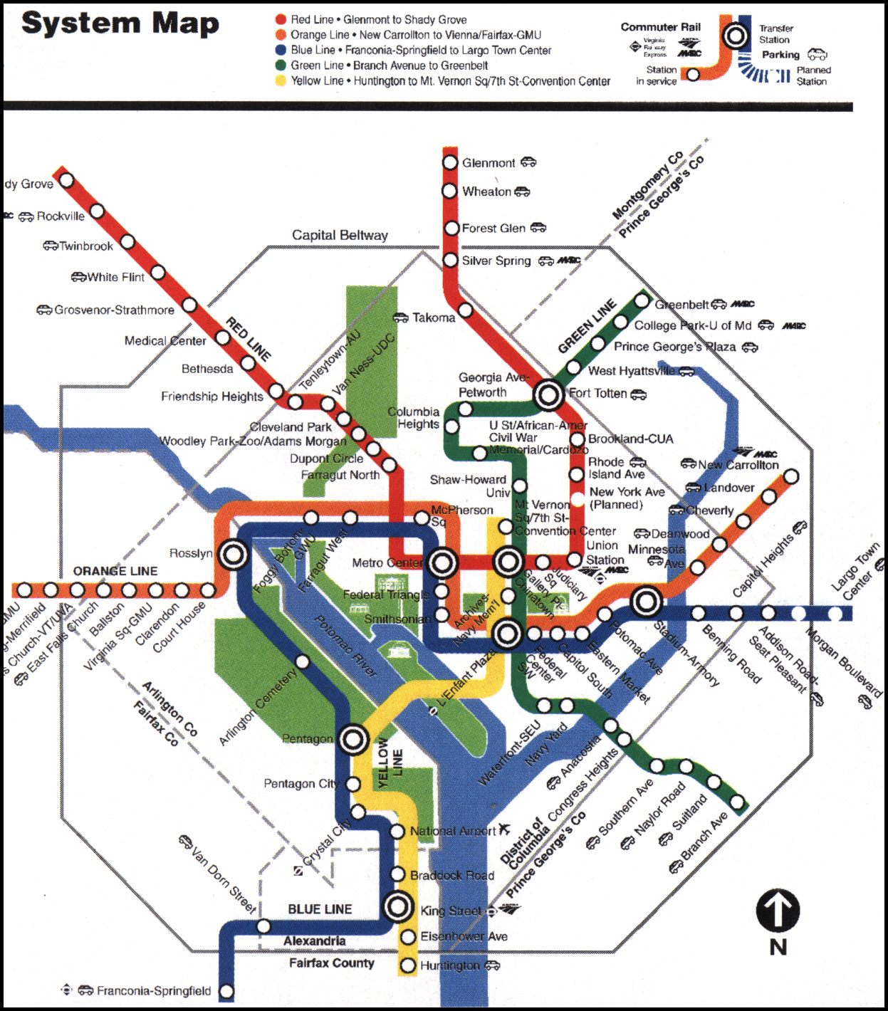 D C Metro System Map